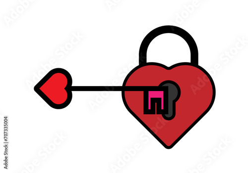 Llave y candado con forma de corazón