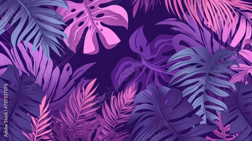 Lively neon tropical leaves in a captivating set of hand drawn illustrations.