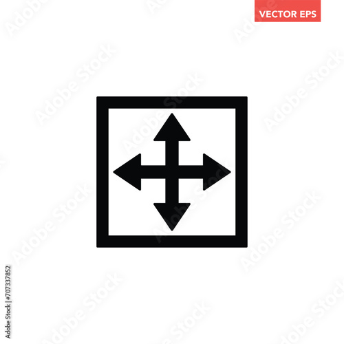Black single fit to size glyph icon, simple measurement sign flat design pictogram, infographic vector for app logo web button ui ux interface elements isolated on white background