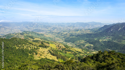 Beautiful and bucolic landscape in São Bento do Sapucaí, seen from the top of Pedra do Baú