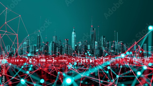 Neo-Academism Meets Tech: Turquoise Skies Over Connected City