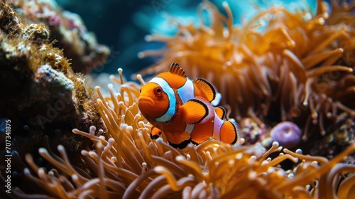  an orange and white clownfish in an orange and white sea anemone anemone anemone anemone anemone anemone anemone.