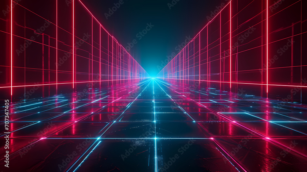 © Artistic Visions - Cyan blue and red grids neon glow light grid backdrop design with creativity, virtual reality concept, hi-tech abstract backgroud © Artistic Visions - Cyan blue and red grids neon glow light grid backdrop design with creativity, virtual reality concept, hi-tech abstract backgroud