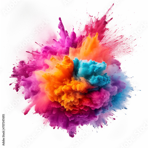 explosion of multicolored powder isolated on white background