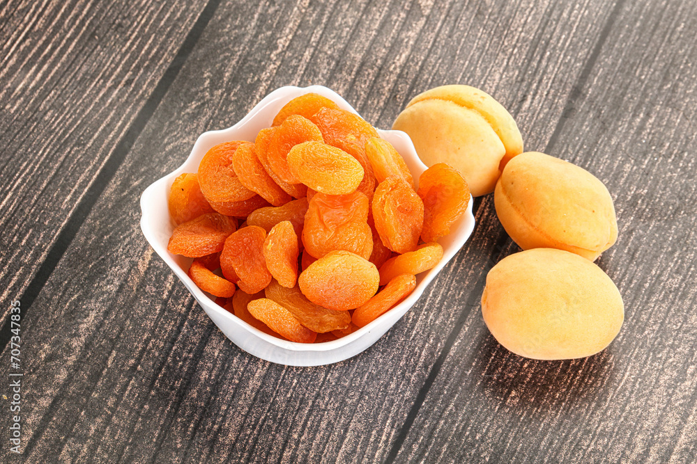 Dried apricot heap in the bowl Dried apricot heap in the bowl