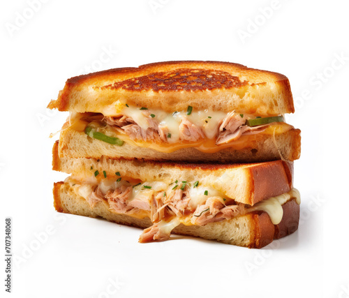 Tuna Melt Sandwich Isolated on a White Background
