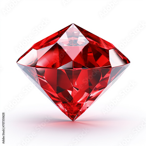 red diamond isolated on white background, AI Generative.