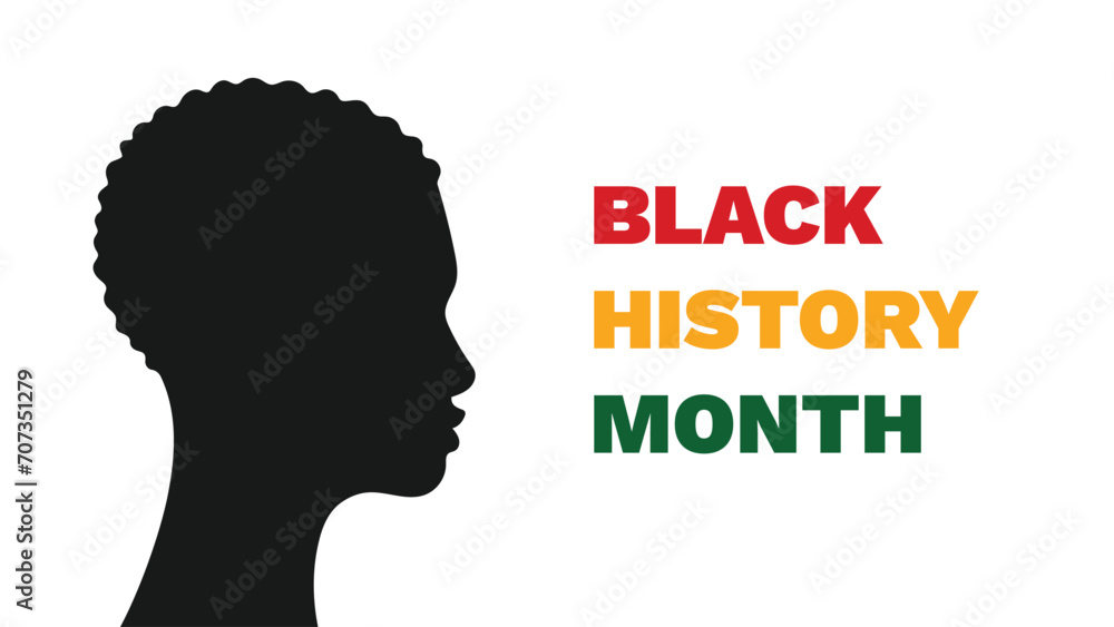 Black History Month or African American History. Holiday Concept with Silhouette of Black Woman. Template for Background, Banner, Card, Poster
