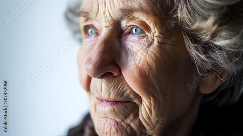Portrait of 90-year-old woman on a white background  © chand