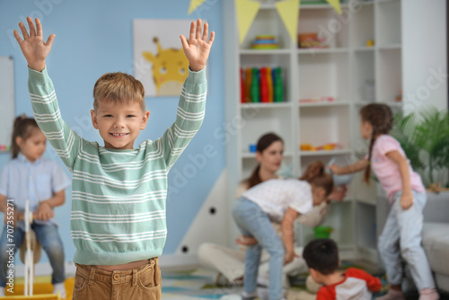 Cute little boy in kinderga...