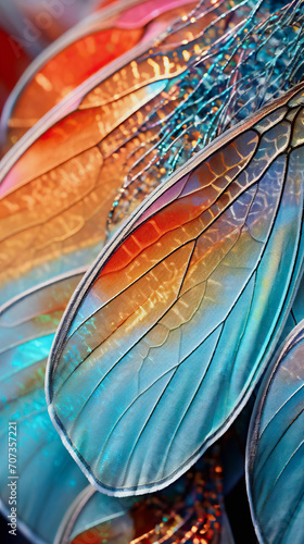 unusual background texture of butterfly wings. The details of the butterfly's wings shimmer with brilliance