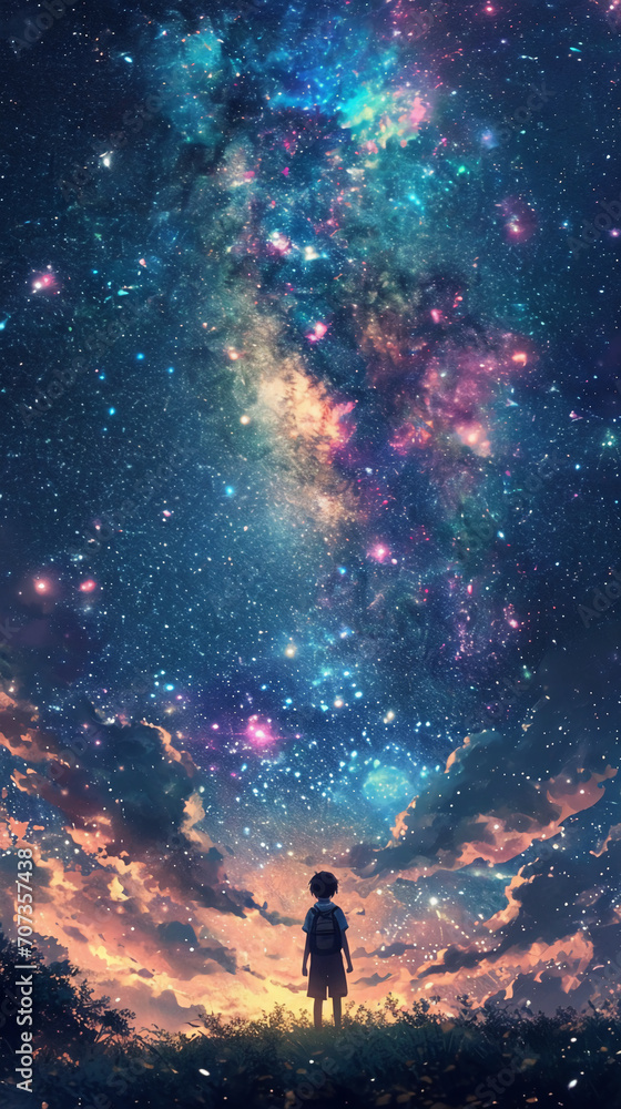 stars hanging in the sky. man standing. beauty background.. pretty background stars hanging in the sky. man standing. beauty background.. pretty background