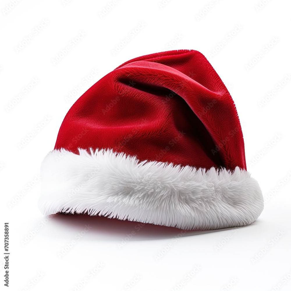 Santa Claus hat or christmas red cap isolated on white background Santa Claus hat or christmas red cap isolated on white background