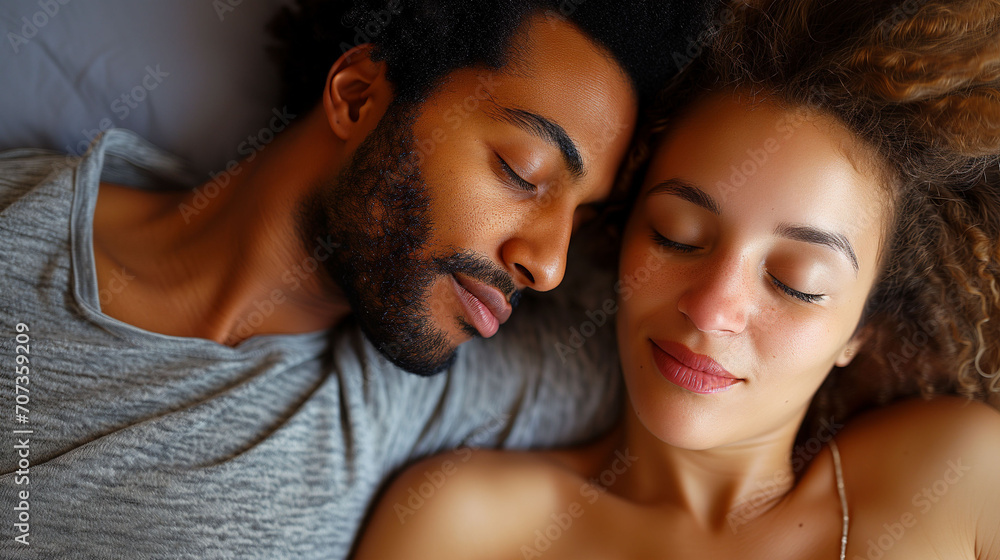 Couple Slumbering Together and Cuddling Each Other Couple Slumbering Together and Cuddling Each Other