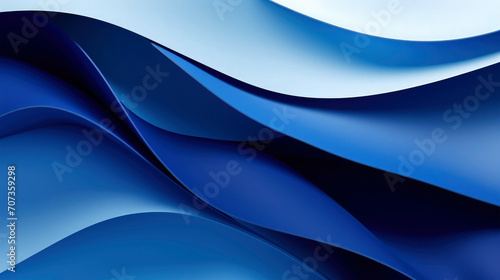 Closeup of blue paper in lines, curves and waves pattern with 3d gradient in layers, modern print and web design background texture, business
