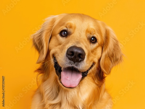 Dog Golden Retriever on a yellow-orange background © Stitch