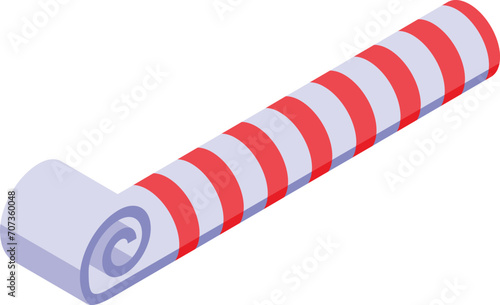 Red white party blower icon isometric vector. White fun holiday. Maker noise