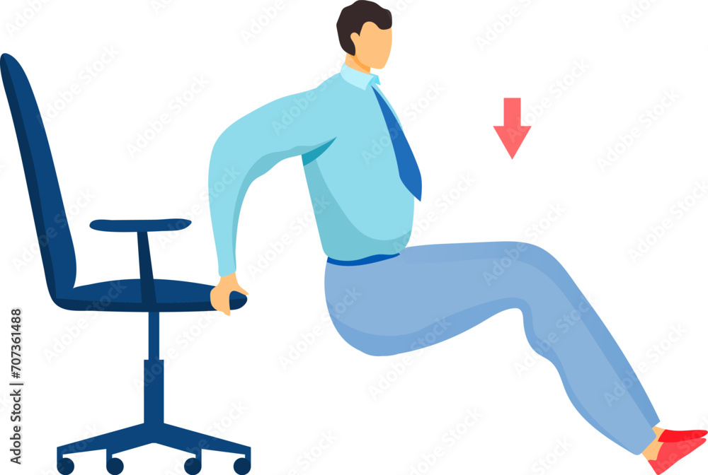 Cartoon man falling from office chair, accident at work, clumsy employee in trouble. Office safety and workplace incident vector illustration. Cartoon man falling from office chair, accident at work, clumsy employee in trouble. Office safety and workplace incident vector illustration.