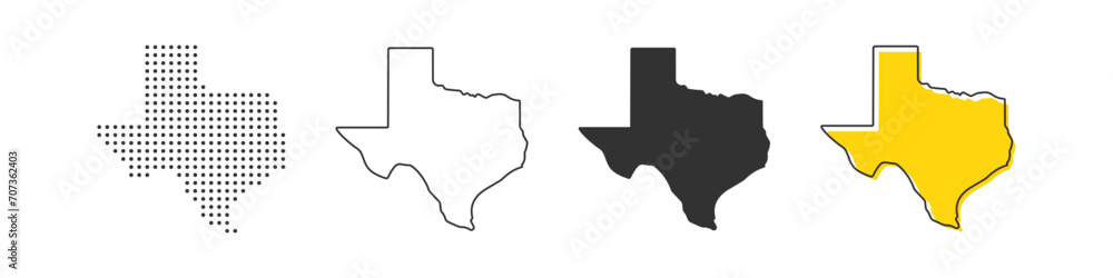 Texas state map of USA country. Geography border of American town. Vector illustration.