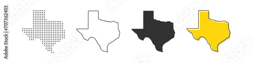 Texas state map of USA country. Geography border of American town. Vector illustration.