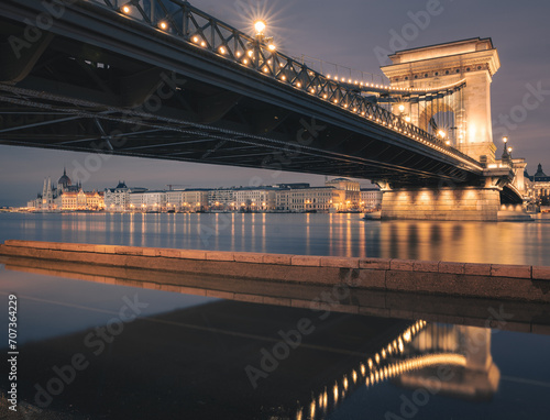 Chain Bridge in Budapest in blue hour