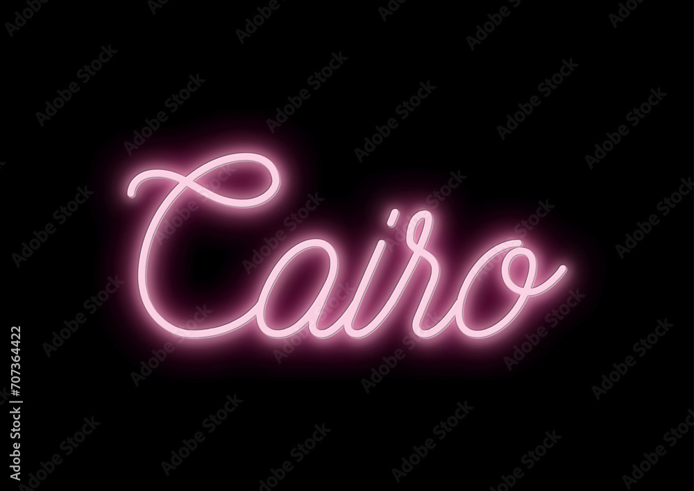 Cairo - city name - neon tubular writing - pink color - black background changeable to other colors or transparent - ideal for menus, photos, boxes, advertising, presentations Cairo - city name - neon tubular writing - pink color - black background changeable to other colors or transparent - ideal for menus, photos, boxes, advertising, presentations