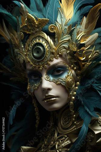 Portrait of a beautiful woman with venetian mask