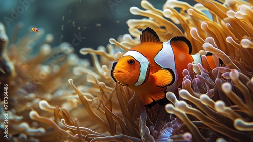  an orange and white clownfish in an anemone sea anemone anemone anemone anemone anemone anemone anemone anemone.
