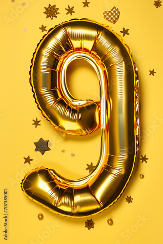 The numbers of the balls are voluminous gold