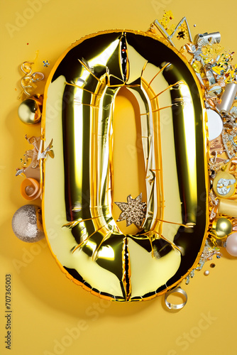 The numbers of the balls are voluminous gold