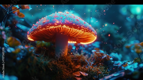  a close up of a mushroom on the ground with a blurry image of the mushroom on the ground and the mushroom on the ground with a blurry image of the mushroom on the ground.