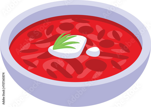 Beans red borsch icon isometric vector. Vegetable food. Dish recipe
