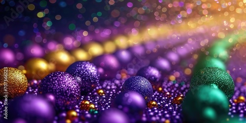 Mardi gras background with colorful sparkling beads