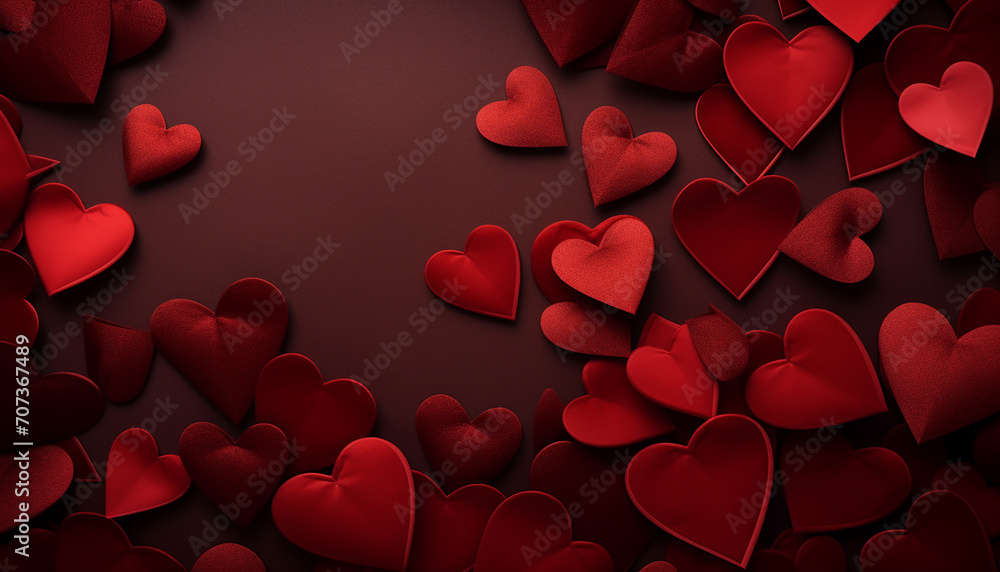 Red hearts background, Valentine's day concept frame no text