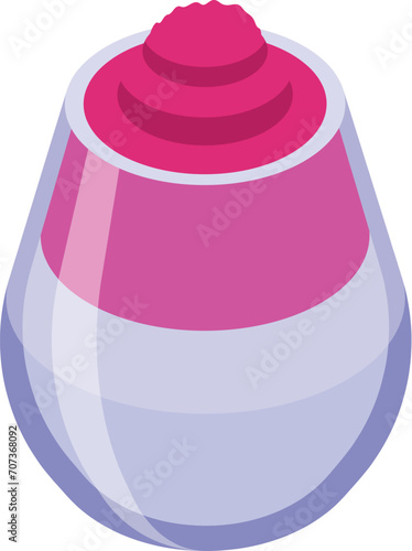 Pink dalgona coffee icon isometric vector. Cream latte. Cocktail glass