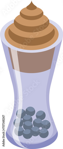 Berry dalgona coffee icon isometric vector. Tasty cream drink. Poured beverage