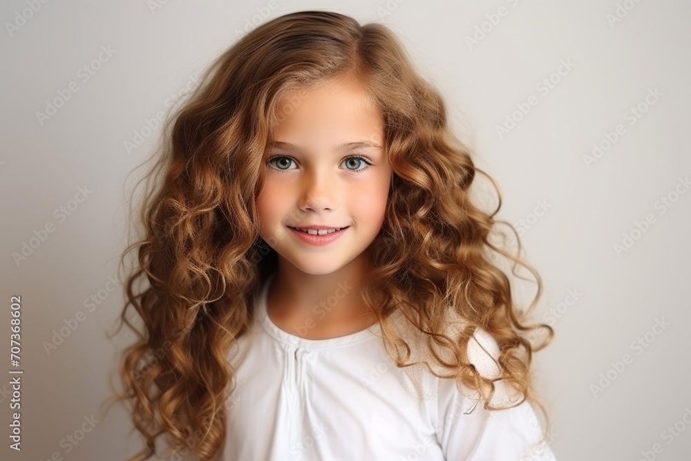 Portrait of a beautiful little girl with long curly hair. Studio shot. Portrait of a beautiful little girl with long curly hair. Studio shot.