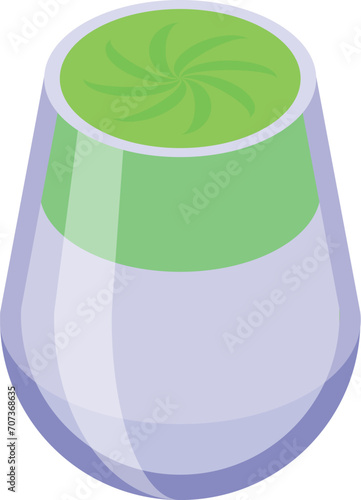 Kiwi dalgona coffee icon isometric vector. Glass drink. Shop natural dessert