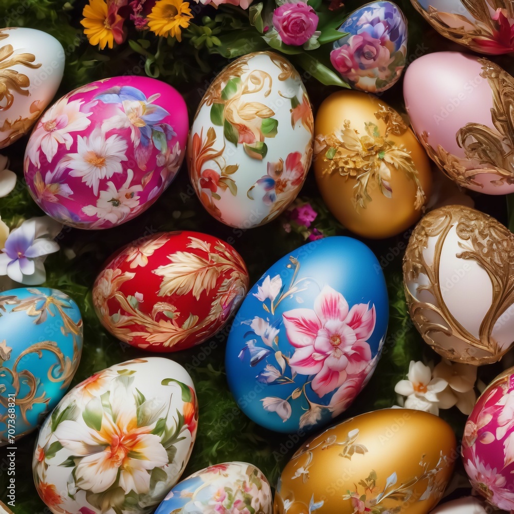 Easter's charm a serene sunrise, playful bunny, or intricate still life. Adorned with pastels, blossoms, and eggs, it captures the essence of family, tradition, and spring's beauty, generative AI Easter's charm a serene sunrise, playful bunny, or intricate still life. Adorned with pastels, blossoms, and eggs, it captures the essence of family, tradition, and spring's beauty, generative AI