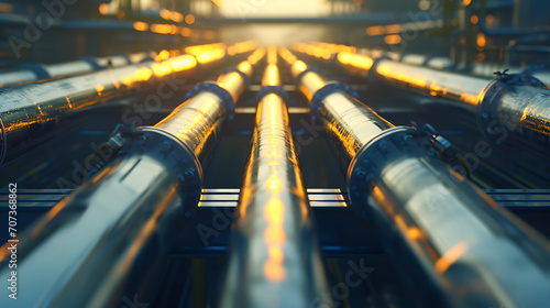 Uma visão panorâmica da construção de oleodutos e gasodutos destacando a extensa rede e infraestrutura envolvidas no transporte de energia photo