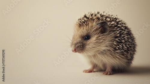  a small hedgehog sitting on top of a white floor next to a white wall and looking at the camera with a sad look on it's face as it's eyes.