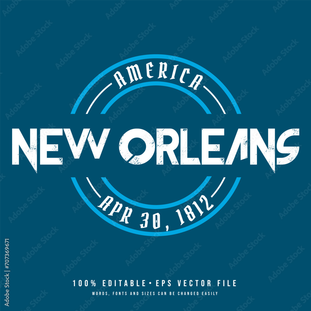 New Orleans circle badge logo text effect vector. Editable college t-shirt design printable text effect vector