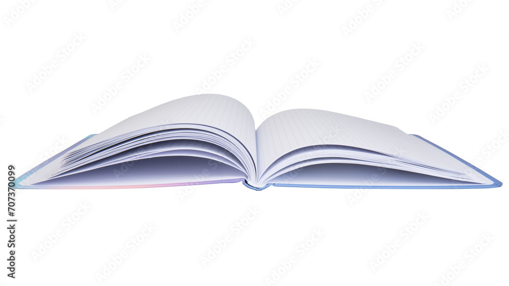an open notebook isolated on a white background