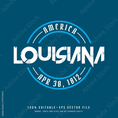 Louisiana circle badge logo text effect vector. Editable college t-shirt design printable text effect vector	 photo