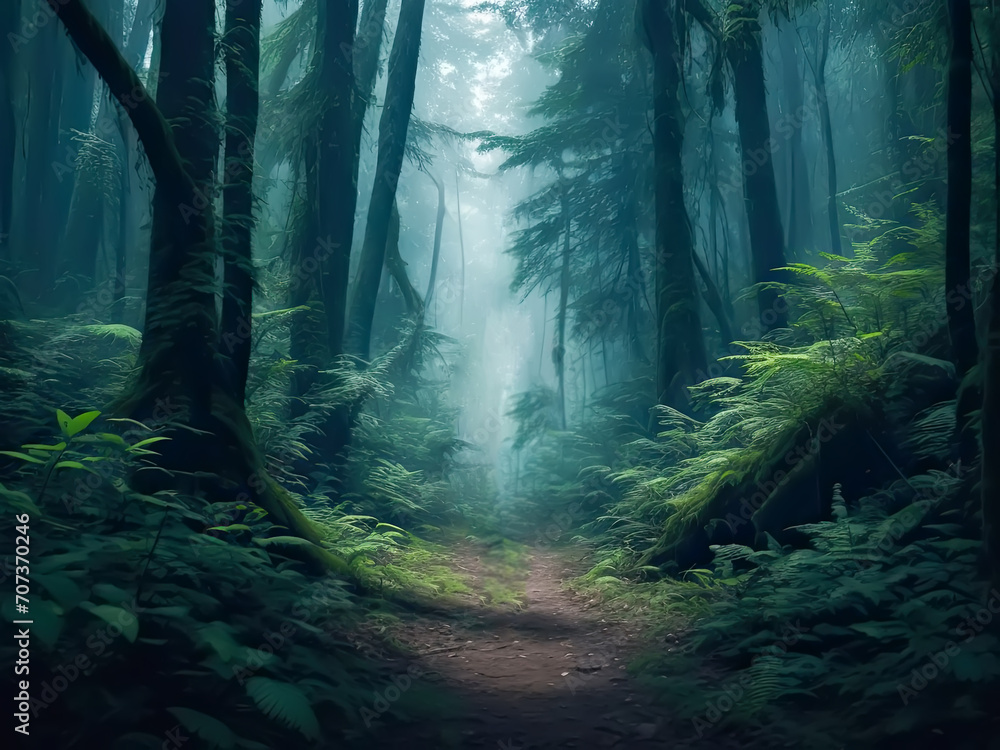 Beautiful mysterious forest landscape.