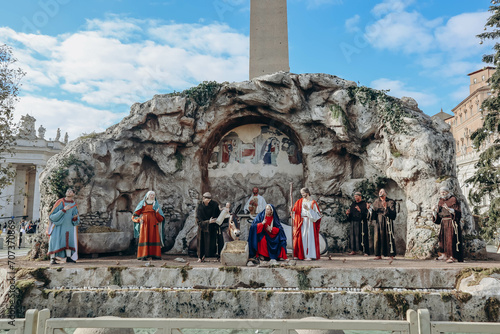 Christmas creche in St. Peter's Square in the Vatican photo