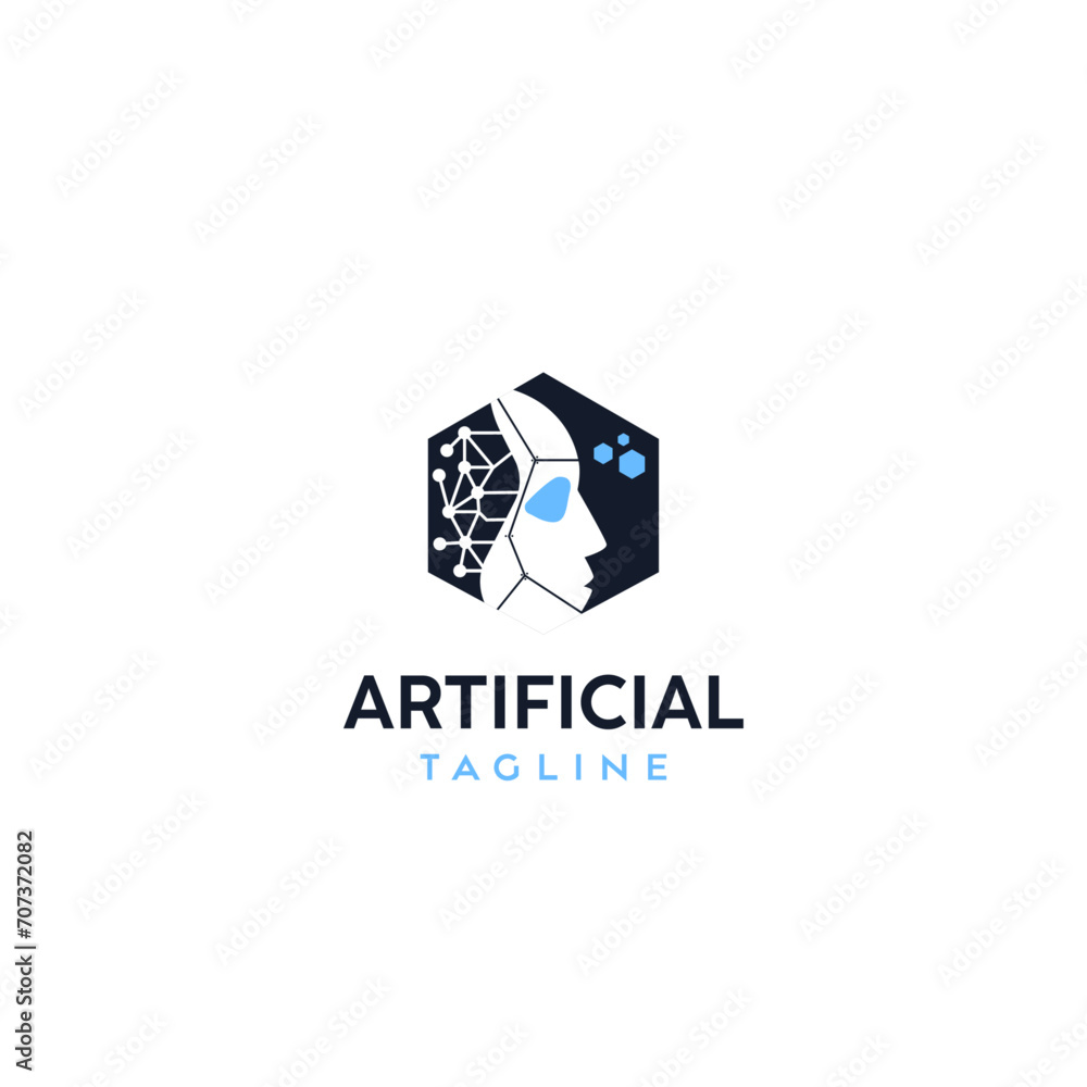 Artificial intelligence and human face Logo Icon Design Symbol Template Flat Style Vector