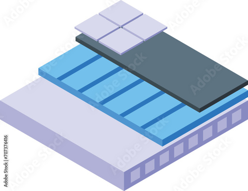 Thermal floor icon isometric vector. Climate tile layer. House modern style