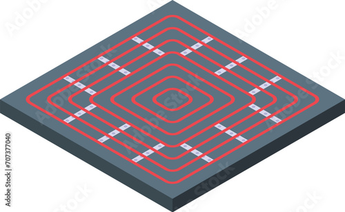 Hot warm floor icon isometric vector. New climate house. System temperature