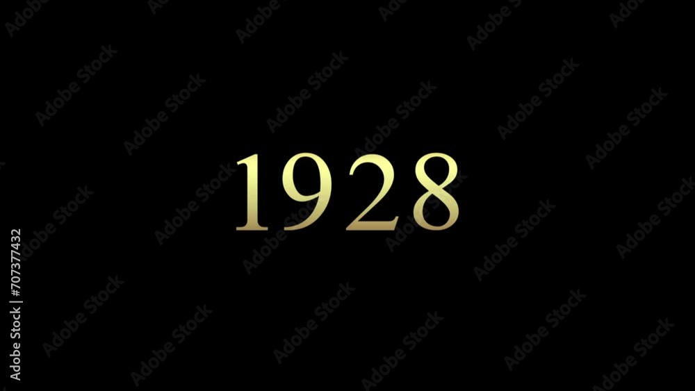 Animation of a number spinning like a reel. Displaying the year „1928“. Golden number on black background and green screen background. Animation of a number spinning like a reel. Displaying the year „1928“. Golden number on black background and green screen background.